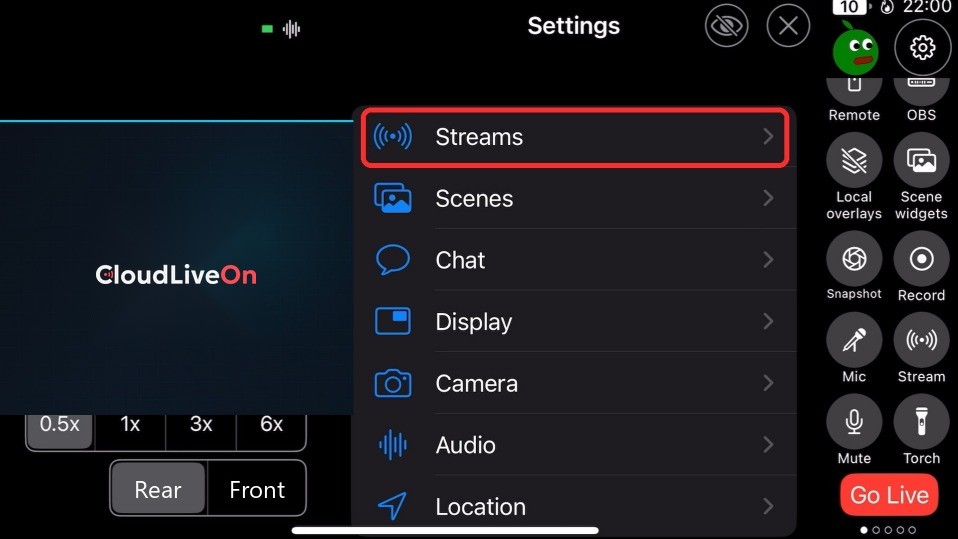 Abre la sección Streams
