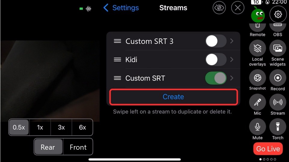 Crea un nuevo stream